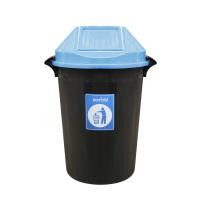 ราคา MODERN ถังขยะพลาสติก 112 ลิตร ฝาสวิง ฝาสีฟ้า |BAI| ถังสีดำ (10519340)