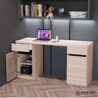 ราคา Rina Hey โต๊ะทำงานพร้อมที่ชาร์จUSB+ปลั๊กไฟ รุ่น OWEN C PLUS น้ำตาลอ่อน (10523626)