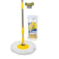 ราคา SUPERCATTHAILAND l SUPERCAT ไม้ม็อบไมโครไฟเบอร์ ไม้ถูพื้นสำหรับถังปั่น ไม้ม็อบถูพื้น รุ่นแมวบิน สี 90 x 30 x 60 SUPERCAT (10522703)