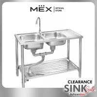 ราคา MEX รุ่น PS102MN อ่างล้างจานพร้อมขาตั้ง 2 หลุม 1 ที่พัก ขนาด 100 x 50 ซม. สเตนเลส สตีล AISI 304 สแตนเลส 2 หลุม MEX (10543322)
