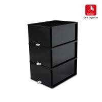 ราคา weareofficial กล่องรองเท้าสนีกเกอร์แบบลิ้นชักกล่องลิ้นชักใส 1404493 S สีดำลิ้นชักดำ 46 x 33 x 59 boxbox (10523605)