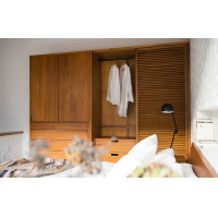 ราคา Kyotohaus ตู้เสื้อผ้าไม้พร้อมบานเลื่อน 160x60x215 cm ไม้สัก (ไทย) คล้าย 80-90% (10557231)