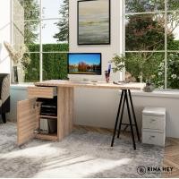 ราคา Rina Hey โต๊ะทำงานพร้อมที่ชาร์จUSB+ปลั๊กไฟ รุ่น OWEN B PLUS น้ำตาลอ่อน/ดำ (10523487)