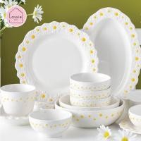 ราคา LassieDecor ลายซัมเมอร์เดซี่ จาน ชาม ช้อน ถ้วย เซรามิค Daisy Premium Set งานพรีเมียม ชามใหญ่ เดซี่ 8" ขาว (10604099)