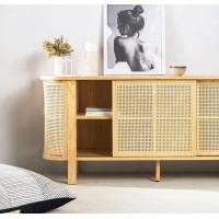 ราคา ตู้วางทีวีบานหวายโค้งมินิมอล 150x55x90 cm ไม้สัก (ไทย) คล้าย 80-90% ขาว (10558055)