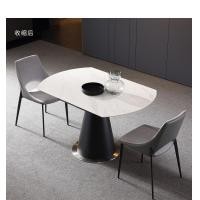 ราคา laa_loft_design โต๊ะทานข้าวหิน Slate กันรอยขีดข่วน ทนความร้อน 1000 องศา ปรับเป็นแบบกลมหรือยาวได้ W135*H75 หิน Slate สีขาว (10622696)