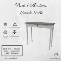 ราคา WhereWoodWork โต๊ะ Paris Collection white 90x35x80 (10576575)