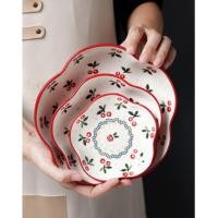 ราคา LassieDecor จานดอกไม้เซรามิค ลายเชอรี่ เซต 3ขนาด สุดพรีเมียมCherry Premium จาน เซรามิค จานดอกไม้ 8" Cherry (10602487)