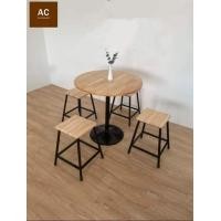 ราคา Ac woodshop โต๊ะชุดขาเหล็ก Top กลม+ขาเหล็กดำ ขาแชมเปญ + เก้าอี้ 4 ตัว (10597278)
