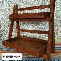 ราคา Fisher Man ชั้นวางต้นไม้ ชั้นวางของไม้สัก แท่นวางของ แท่นวางต้นไม้ พับเก็บได้ S 2ชั้น (10638534)