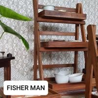 ราคา Fisher Man ชั้นวางต้นไม้ ชั้นวางของไม้สัก แท่นวางของ แท่นวางต้นไม้ พับเก็บได้ L 3ชั้น (10638536)