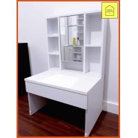 ราคา โต๊ะเขียนหนังสือเด็ก โต๊ะเครื่องแป้งเด็ก โต๊ะของเล่น มีกระจกเงา เปิดปิดได้ สีขาว (10629330)