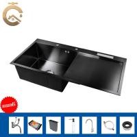 ราคา C_HOME อ่างล้างจานดำ แฮนด์เมด ซิงค์ล้างจาน อ่างซิงค์สแตนเลส 304แท้ 100% สีดำไม่ลอก SUS201 1หลุมมีที่พัก100*50มีช่องมีด (10632984)