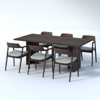 ราคา Creek ชุดโต๊ะอาหารไม้สัก DS102 ขนาด 100x200x76 cm. 6 ที่นั่ง สี Walnut (10708968)