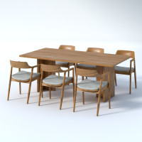 ราคา Creek ชุดโต๊ะอาหารไม้สัก DS102 ขนาด 100x200x76 cm. 6 ที่นั่ง สี Warm natural (10708972)