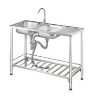 ราคา MEX อ่างล้างจาน 2 หลุม 1 ที่พัก PST120 สเตนเลส สตีล พร้อมขาตั้ง ตะแกรงวางภาชนะ และราวกันตก 3 ด้าน สะดือขนาด 3.5 นิ้ว แถมฟรีก๊อกน้ำเย็น เงิน (10697323)