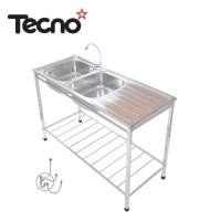 ราคา TECNOSTAR อ่างล้างจานพร้อมขาตั้ง รุ่นTNS STT 12050 แบบ 2 หลุม 1 ที่พักจาน 19 ซม สแตนเลส (10685414)