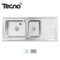 ราคา TECNOSTAR อ่างล้างจาน รุ่น TNS 21116 S แบบ 2 หลุม 1 ที่พัก หลุมลึก 20 ซม. สแตนเลส (10685465)