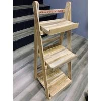 ราคา ckfonfon ชั้นวางของไม้สักพับได้ 3 ชั้นพับได้ งานดิบ กระบะ มีกระดาน (10706904)