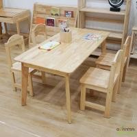 ราคา Baanmainicha ชุดโต๊ะเขียนหนังสือเด็ก โต๊ะเรียนหนังสือ โต๊ะเด็ก เซท+เก้าอี้ 4 ไม้ยางพารา Size :60x120x55 cm. สีธรรมชาติ โต๊ะ 1+เก้าอี้4 (10696627)
