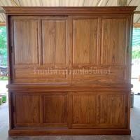 ราคา PF_Phrae | ตู้เสื้อผ้าไม้สัก บานเลื่อน 2ท่อน W200cm.L65cm.H200cm. เนื้อไม้ (10712200)