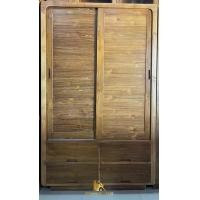 ราคา PF_Phrae | ตู้เสื้อผ้าไม้สักทรงแคปซูล บานเลื่อน W120cm.L65cm.H200cm. สีเสี้ยนขาว (10712331)