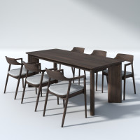 ราคา Taweesak Furniture Sandy ชุดโต๊ะอาหารไม้สัก DS107 Nordic Luxury สี Walnut 90x200x76cm. 6 ที่นั่ง (10710343)