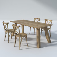 ราคา Taweesak Furniture Casa ชุดโต๊ะอาหารไม้สัก DS108 ขนาด 90x200x76 cm. 6 ที่นั่ง สี Light Teak (10711509)