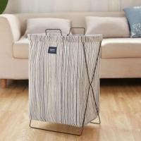 ราคา Have it ตะกร้าใส่ผ้า ลายขวางสีขาว โครงเหล็กถอดซักง่าย (10724455)