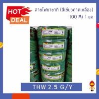 ราคา THAI YAZAKI สายไฟ THW 1 x 2.5 mm² ยาว 100 เมตร เขียวคาดเหลือง (10743361)