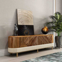 ราคา Mobilia ชั้นวางทีวีทำจากsolid wood ขาแสตนเลส 200x42x60 ซม. (10739804)