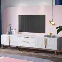 ราคา Mobilia ชั้นวางทีวีไม้ MDF ขาแสตนเลส 200x40x48 ซม. (10739584)