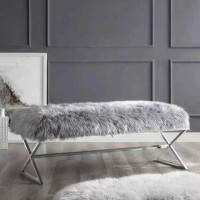 ราคา Mobilia ม้านั่งยาวขนมิ้ง ขาเหล็ก สีเทา (60 cm.) (10750063)