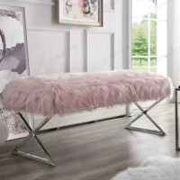 ราคา Mobilia ม้านั่งยาวขนมิ้ง ขาเหล็ก สีชมพู (100 cm.) (10750069)