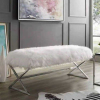 ราคา Mobilia ม้านั่งยาวขนมิ้ง ขาเหล็ก สีขาว (60 cm.) (10750059)