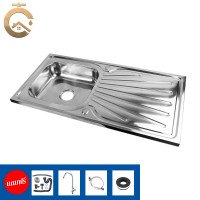 ราคา C_HOME ซิงค์ล้างจาน 1 หลุม มีที่พัก อ่างซิงค์สแตนเลส แท้ 100% มี 3 ลายให้เลือก มี 2 รุ่น รุ่นพับขอบและรุ่นฝังเคาน์เตอร์ ลายแฉก ขนาด100x50ลึก15cm รุ่นพ (10752532)