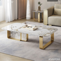 ราคา RS.LUXURY โต๊ะกลางโมเดิร์น ท็อปหิน ขนาด 130*80*40 cm (10788998)