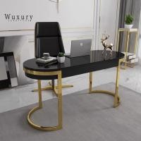 ราคา Wuxury furniture โต๊ะทำงาน ขาสแตนเลส304ทอง TOPกระจกนิภัย โต๊ะคอมพิวเตอร์ สไตล์Luxuryสวยหรู เฟอร์นิเจอร์หรู ส่งฟรีฟรี 140 สีดำ (10784998)