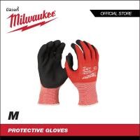 ราคา MILWAUKEE ถุงมือกันบาด Cut 1 Dipped Gloves - สีแดง-ดำ ถุงมือกันบาด 48-22-8901 Size - M (10766906)