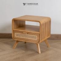 ราคา Taweesak ตู้ข้างเตียงไม้สักกรุหวาย CB038 สี Walnut ขนาด 40x50x50 cm. (10831472)
