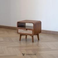 ราคา Taweesak ตู้ข้างเตียงไม้สักกรุหวาย CB038 ขนาด 40x50x50 cm. สี Natural (10831474)