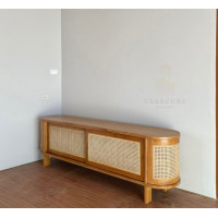 ราคา Teakfure เฟอร์นิเจอร์ไม้สัก ชั้นวางทีวี Curved Sideboard TV stand ขนาด 40 x 200 x 60 ซม. ชั้นวางทีวี สีน้ำตาล (10790294)