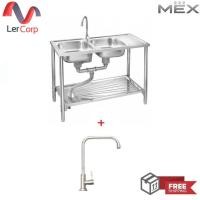 ราคา MEX อ่างล้างจานพร้อมขาตั้ง MEX ร่นุ PS102MN + ก๊อกน้ำ TP230 เงิน (10821223)