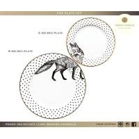 ราคา Dining Vaisselle ชุดจานขอบทองลายสัตว์ Animal Plate Set ลายหมาป่า (10834031)