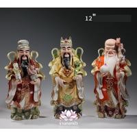 ราคา ร้านดอกบัว เทพเจ้าจีน เทพเจ้าฮกลกซิ่ว งานกระเบื้องฮกเกี้ยน งานลงสีขลิบทอง ขนาด 10/12/14/16 นิ้ว 12 นิ้ว (10846495)