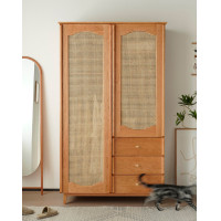 ราคา Kyotohaus ตู้เสื้อผ้าหวายสองประตูสามลิ้นชัก ขนาด 120*61*210 cm. ไม้เนื้อแข็ง (นำเข้า) (10847747)