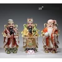 ราคา ร้านดอกบัว เทพเจ้าจีน เทพเจ้าฮกลกซิ่ว งานกระเบื้องฮกเกี้ยน งานลงสีขลิบทอง ขนาด 10/12/14/16 นิ้ว 10 นิ้ว (10846494)