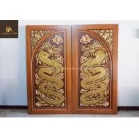 ราคา PF_Phrae | ประตูไม้สักบานคู่ ไม้แห้งเกรดA หลากหลายแบบ ลายมังกรคู่ 100X200ซม. (10861326)