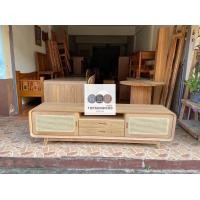 ราคา ท็อปกันเฟอร์นิเจอร์ไม้สักแพร่ Topgunwood ตู้ทีวีหวายไม้สัก สีครีม (10850487)