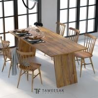 ราคา TinTin ชุดโต๊ะอาหารไม้สัก DS101 สไตล์โมเดิร์น ขนาด 90x200x76cm สี Walnut 90x200x76cm. 6ที่นั่ง (10869376)